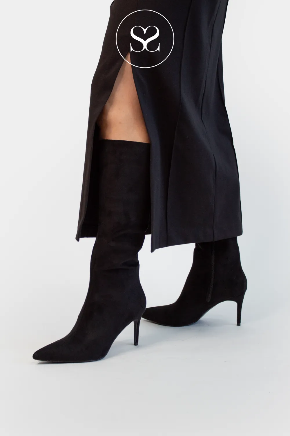 XTI 143124 SUEDE KNEE HIGH HEELED BOOTS