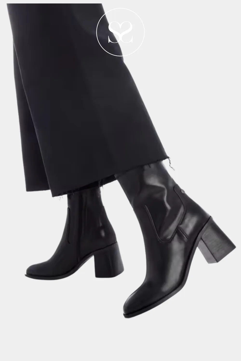 XTI 143421 PU BLACK BLOCK HEEL ANKLE BOOTS