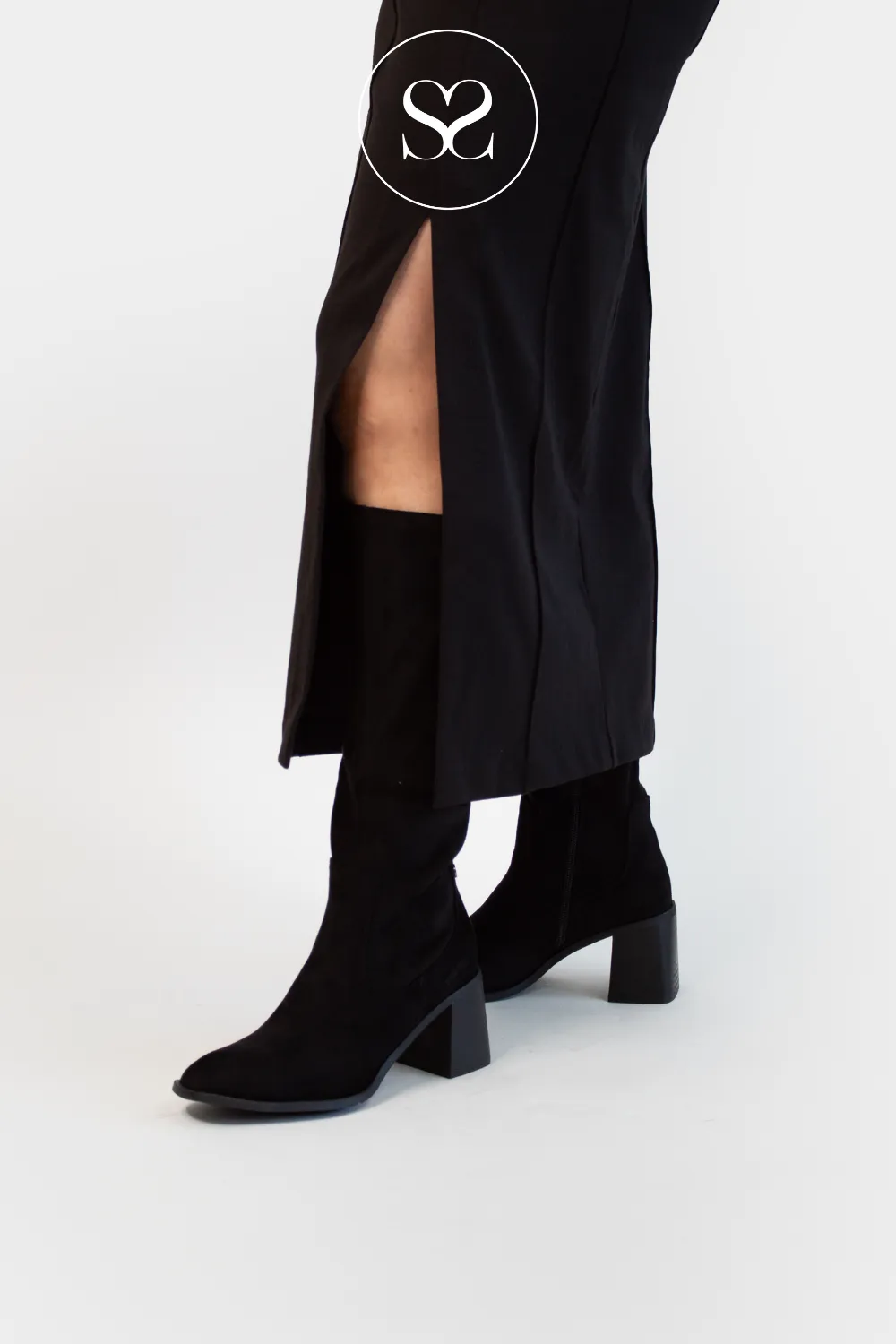 XTI 143424 BLACK SUEDE KNEE HIGH BOOTS