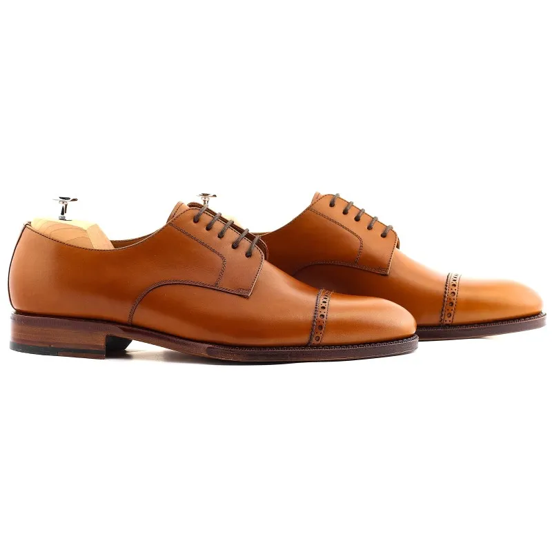 Yanko Brogued cap toe derby light brown