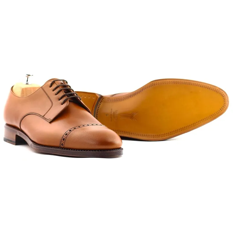 Yanko Brogued cap toe derby light brown