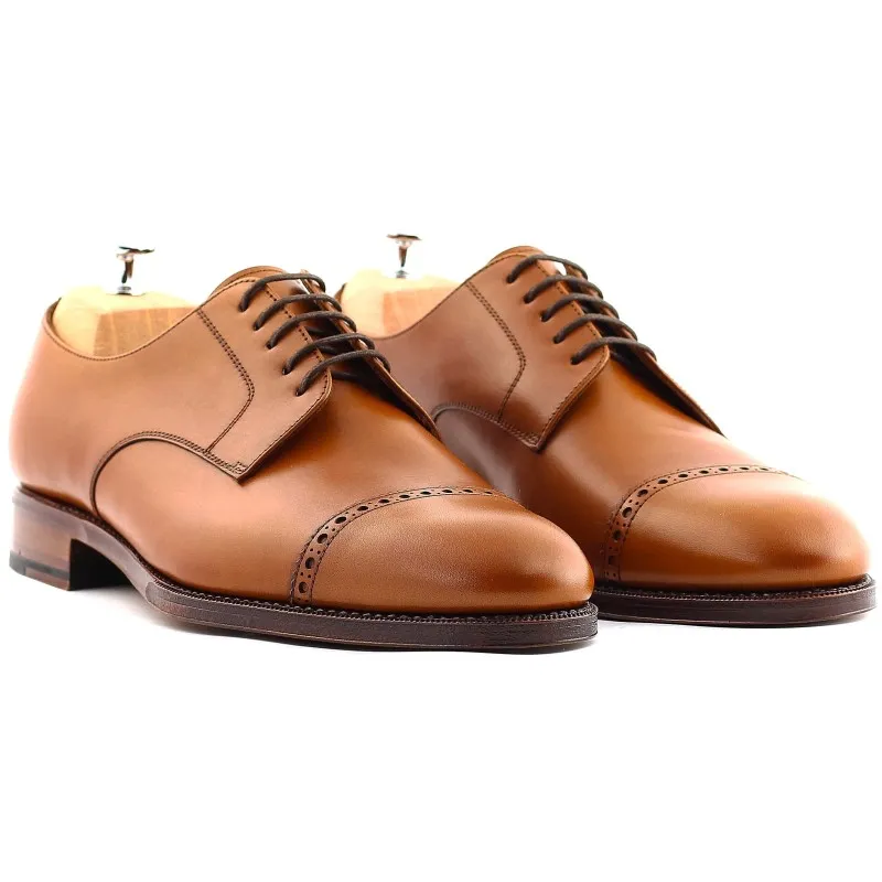 Yanko Brogued cap toe derby light brown