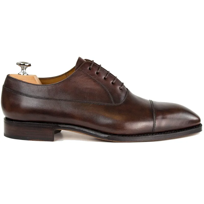 Yanko plain cap toe balmoral oxford brown mix