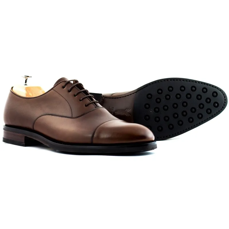 Yanko plain cap toe oxford dark brown, rubber sole