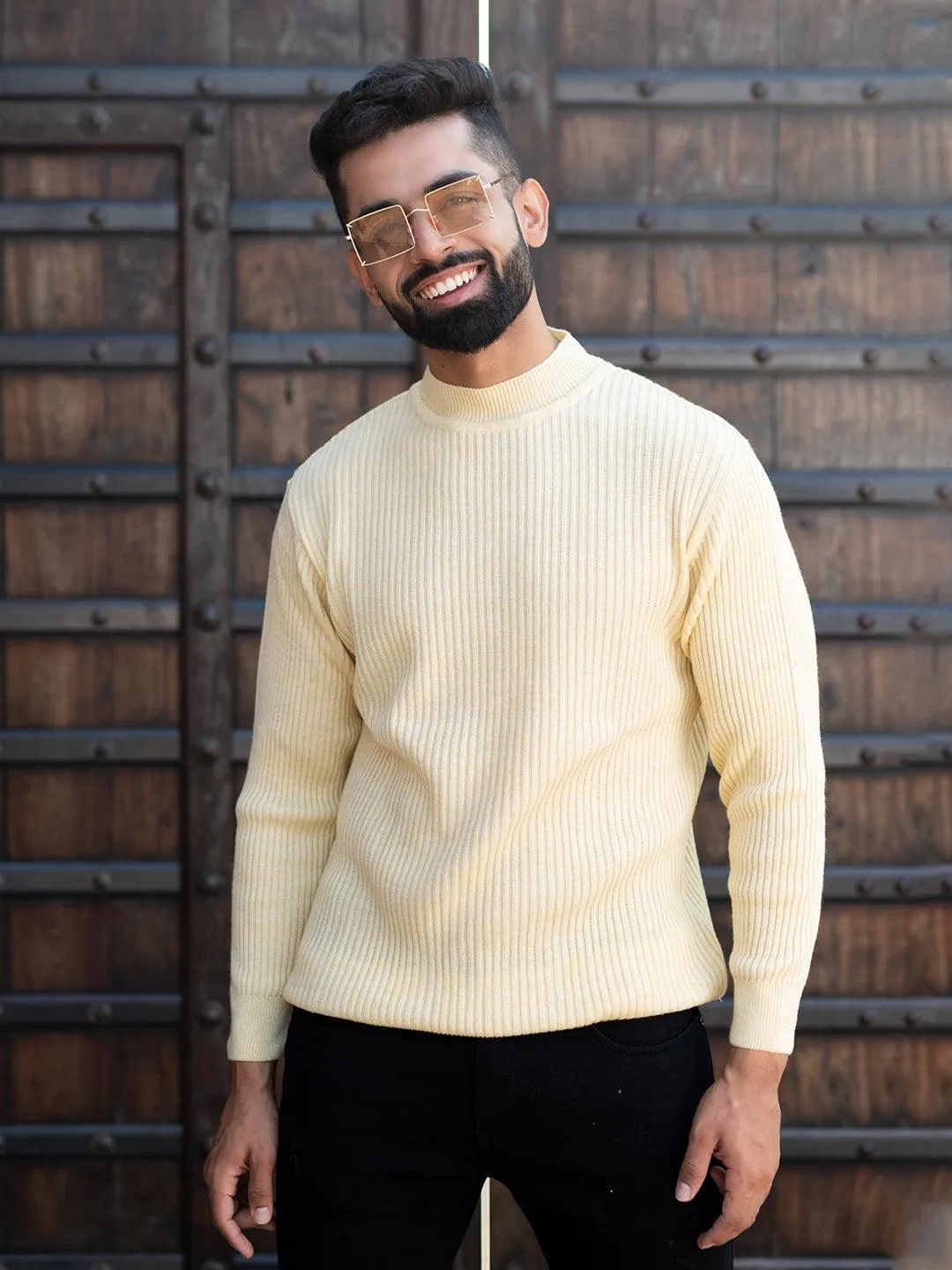 Yellow Color Turtle Neck Men's Sweater