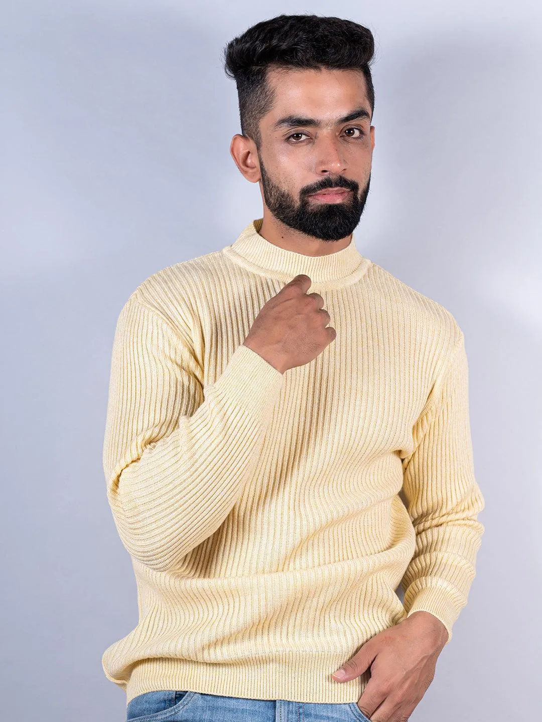 Yellow Color Turtle Neck Men's Sweater