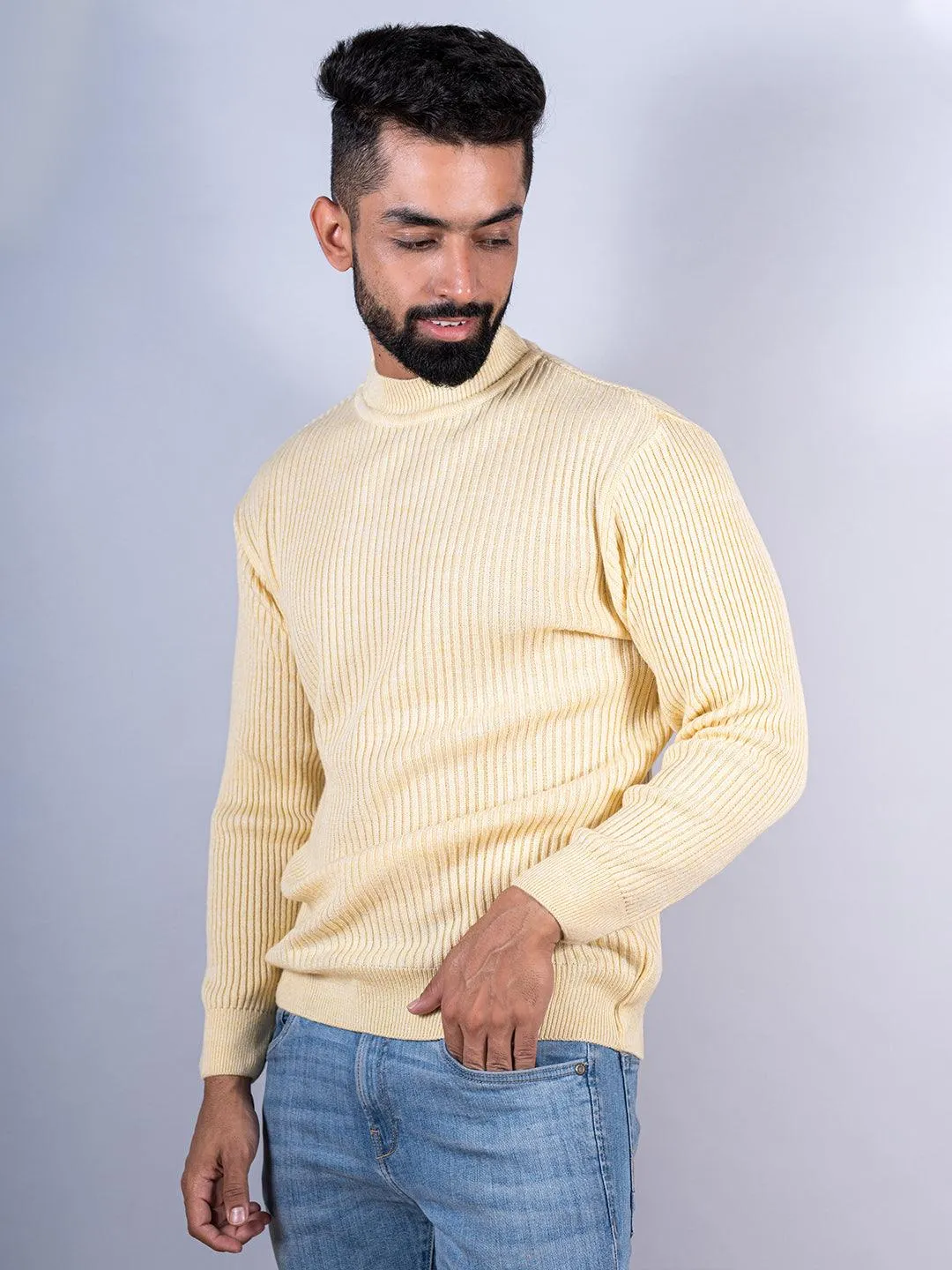 Yellow Color Turtle Neck Men's Sweater