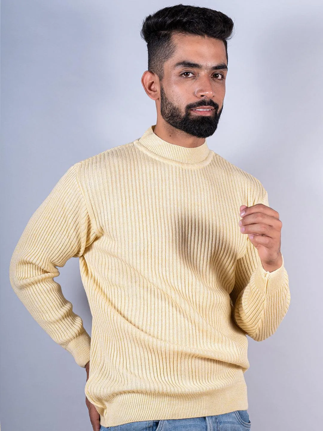 Yellow Color Turtle Neck Men's Sweater