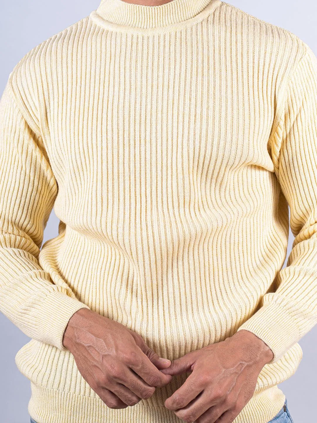 Yellow Color Turtle Neck Men's Sweater