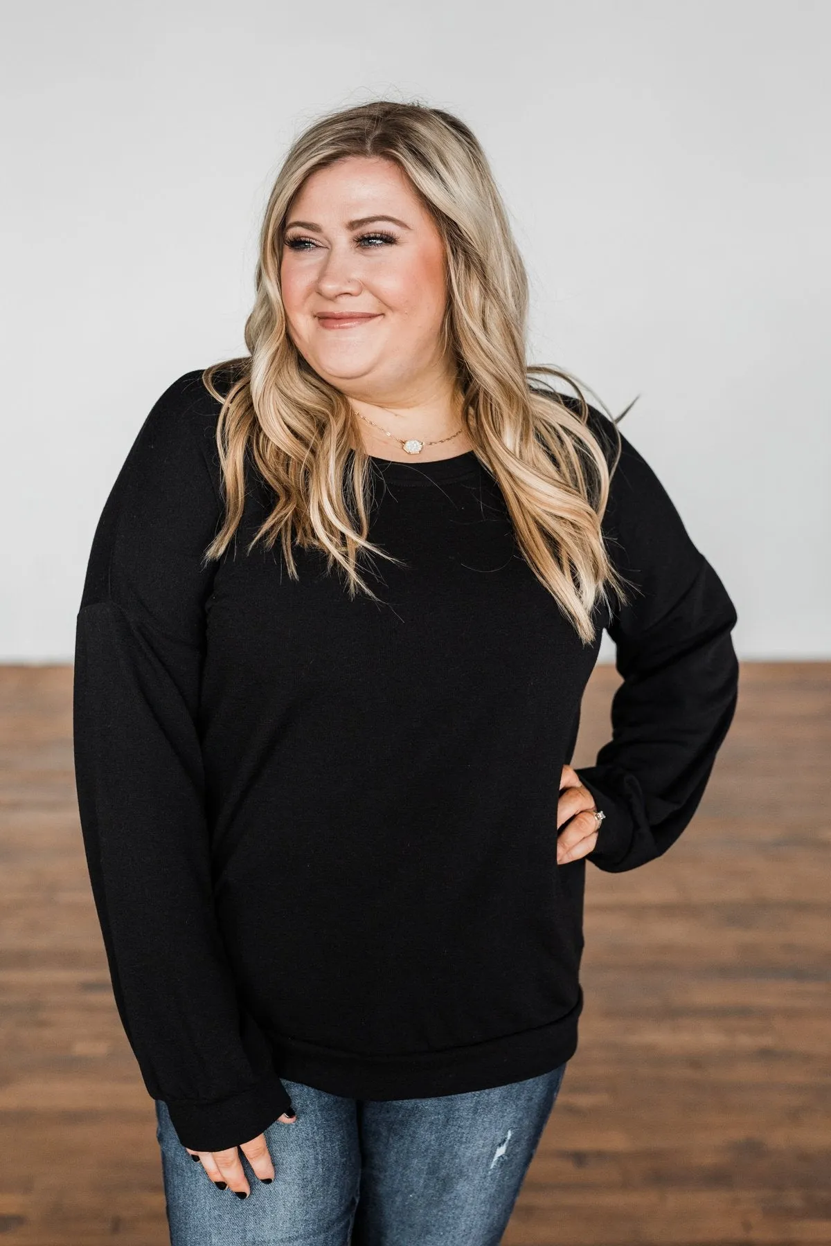 You Make It Easy Pullover Top- Black