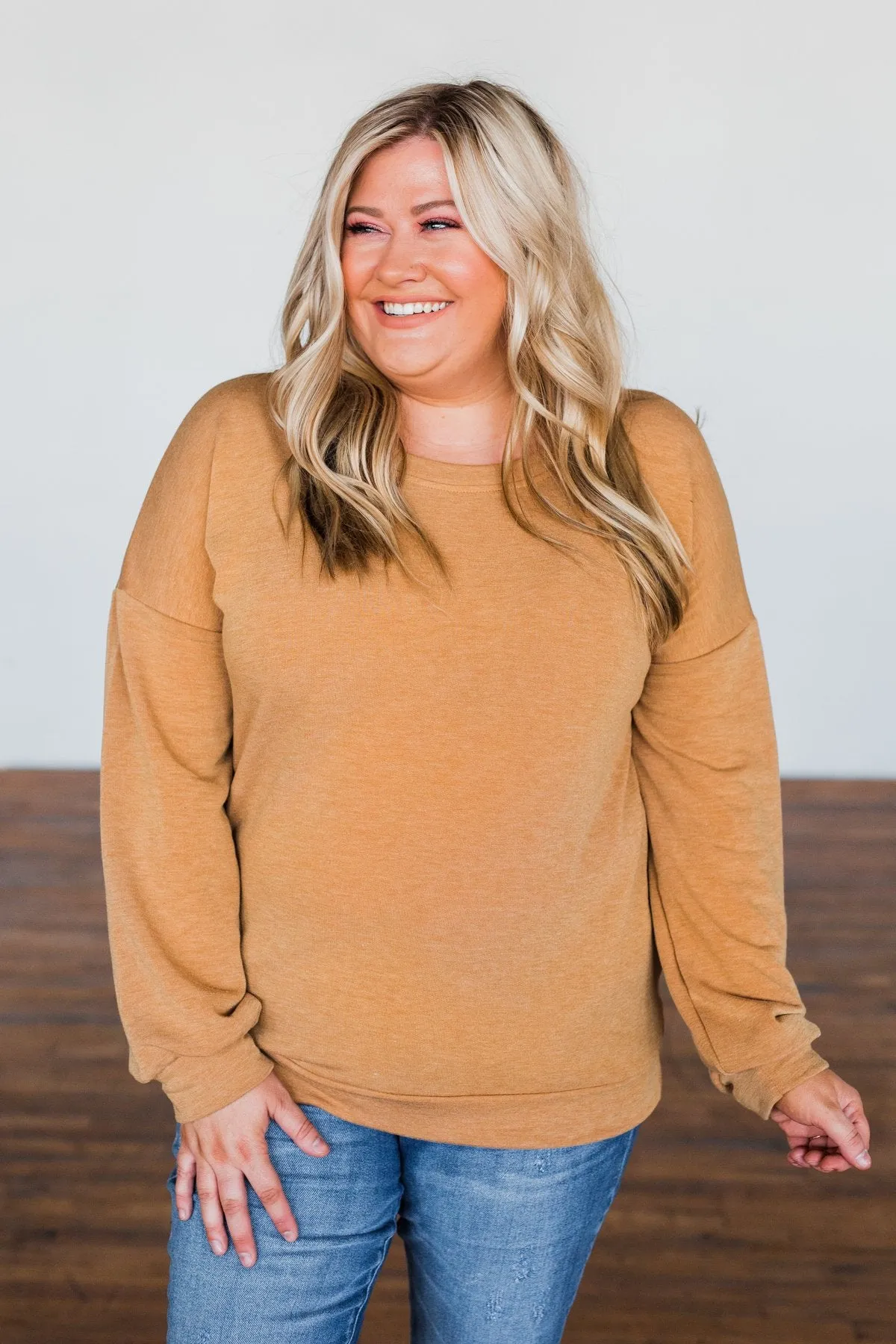 You Make It Easy Pullover Top- Burnt Mustard